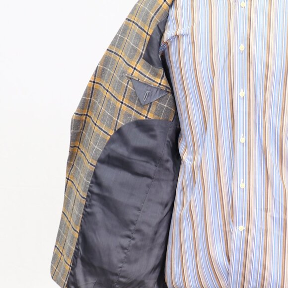 Vintage 1970s 44R Gray Check 2-Button Sport Coat Blazer Jacket T029 - Picture 9 of 11